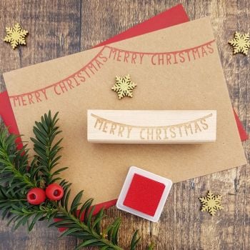 Merry Christmas Bunting Rubber Stamp 