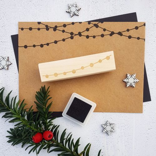 **NEW FOR 2017** - Christmas String of Lights Rubber Stamp 