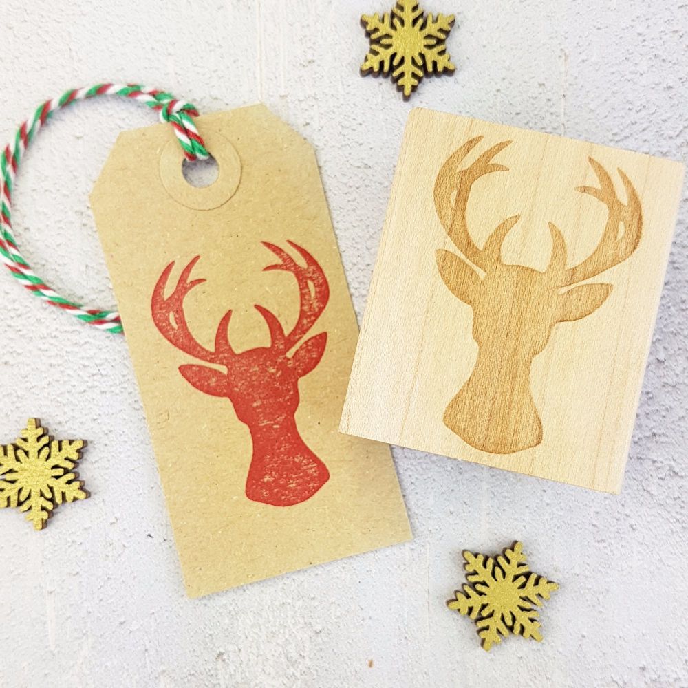 Christmas Stag's Head Rubber Stamp 