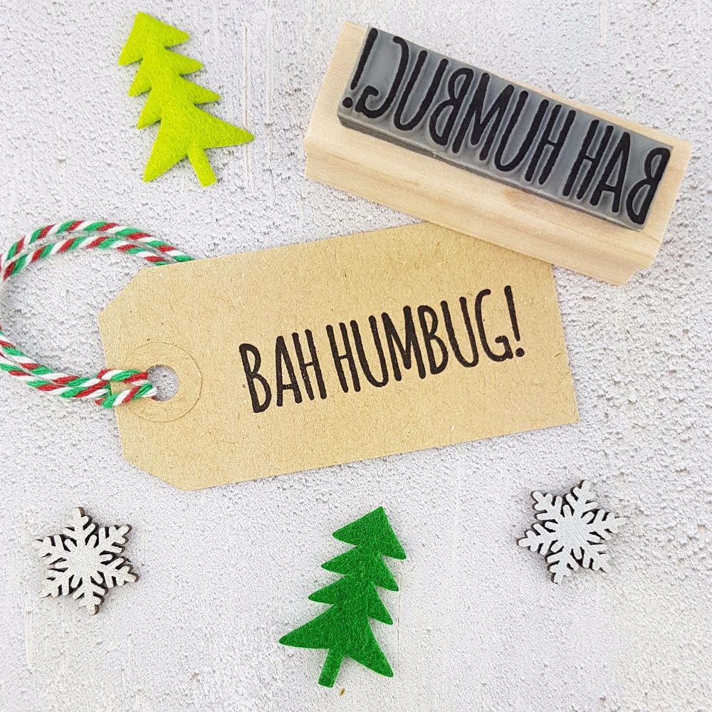 Bah Humbug Skinny Font Rubber Stamp