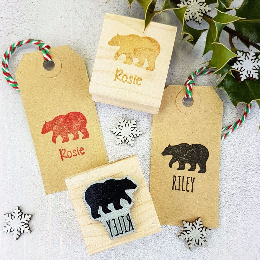 Personalised Children's Bear Rubber Stamp 