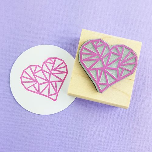 Geometric Heart Rubber Stamp