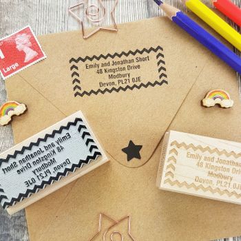 Personalised Chevron Address Rubber Stamp