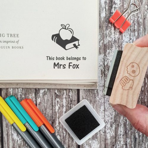 Round Puggle Peeking Dog Personalized Teacher Library Rubber Stamp, Name  Stamps, Personalized Gift, Custom Made, Size 1-5/8