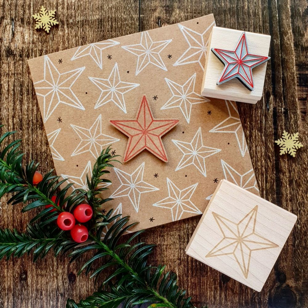 Christmas Bevelled Star Rubber Stamps