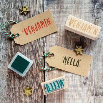 Personalised Kitsch Christmas Name Rubber Stamp