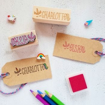 Personalised Unicorn Tail Name Rubber Stamp