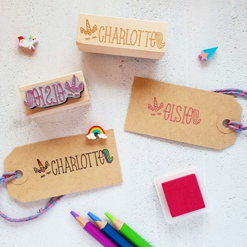 ***NEW FOR 2018*** Personalised Unicorn Tail Name Rubber Stamp