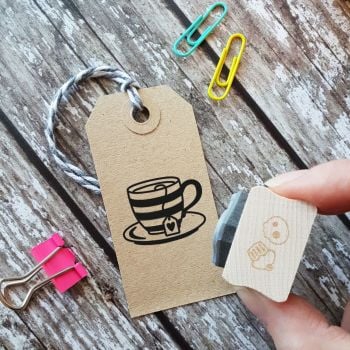 Tea Cup Stripey Rubber Stamp