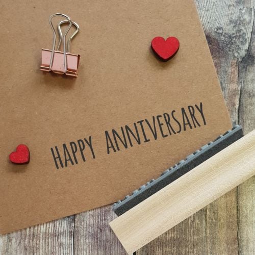 Happy Anniversary Skinny Font Rubber Stamp 