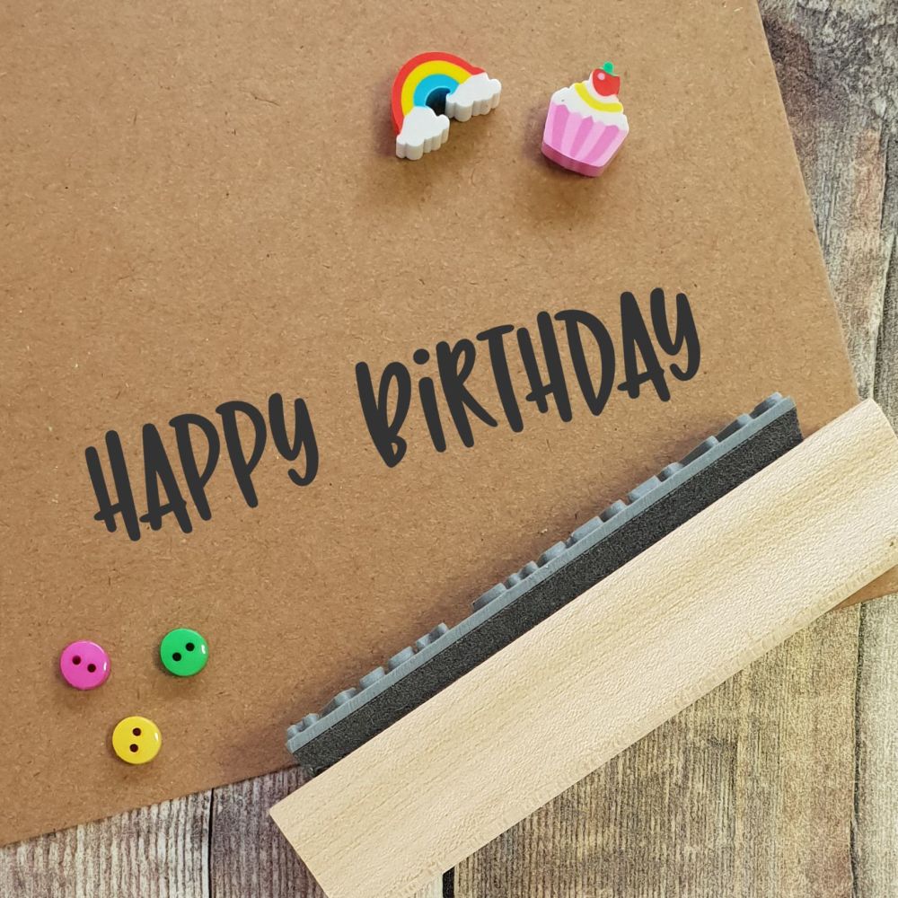 Happy Birthday Quirky Rubber Stamp 