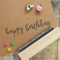 Happy Birthday Calligraphy Rubber Stamp