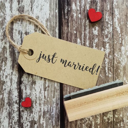 Just Married! Calligraphy Rubber Stamp