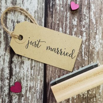 Just Married Calligraphy Rubber Stamp