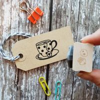 Tea Cup Spotty Rubber Stamp