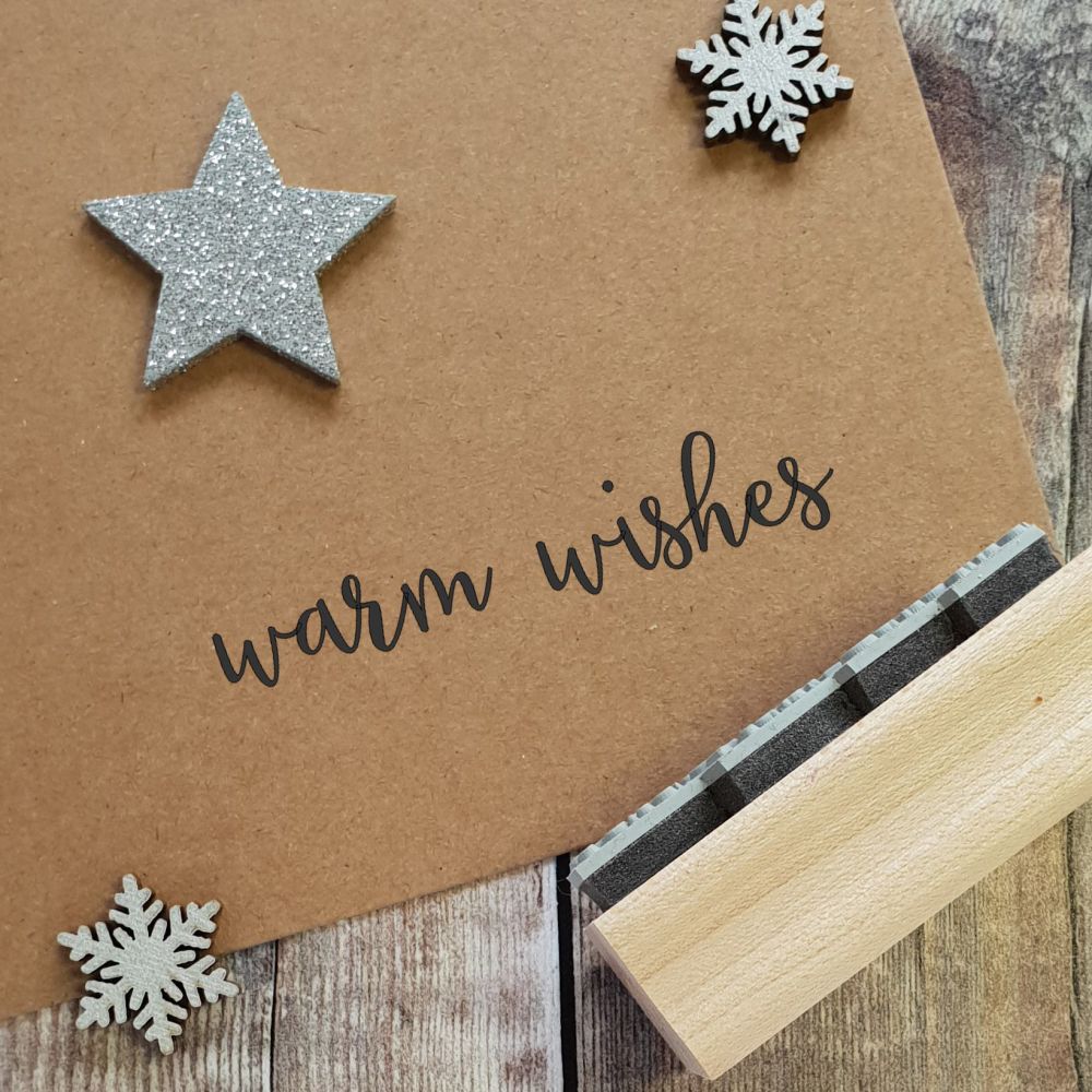 Warm Wishes Script Rubber Stamp 