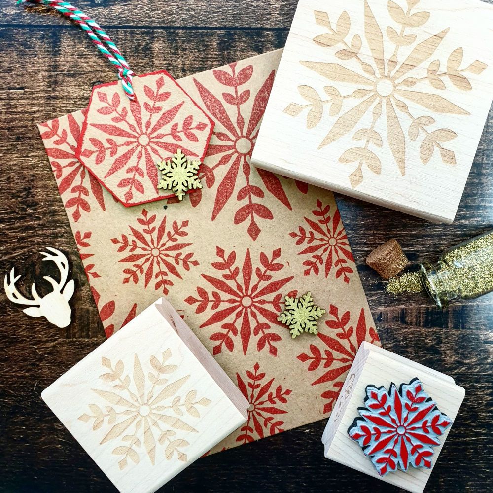 Christmas Geometric Snowflake Large Rubber Stamp