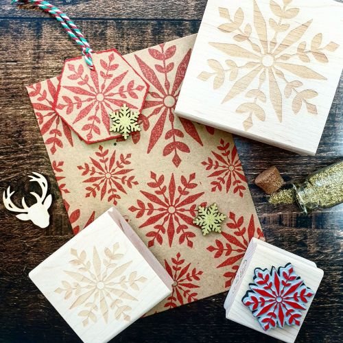 *****NEW FOR XMAS 2019 - Christmas Geometric Snowflake Medium Rubber Stamp 