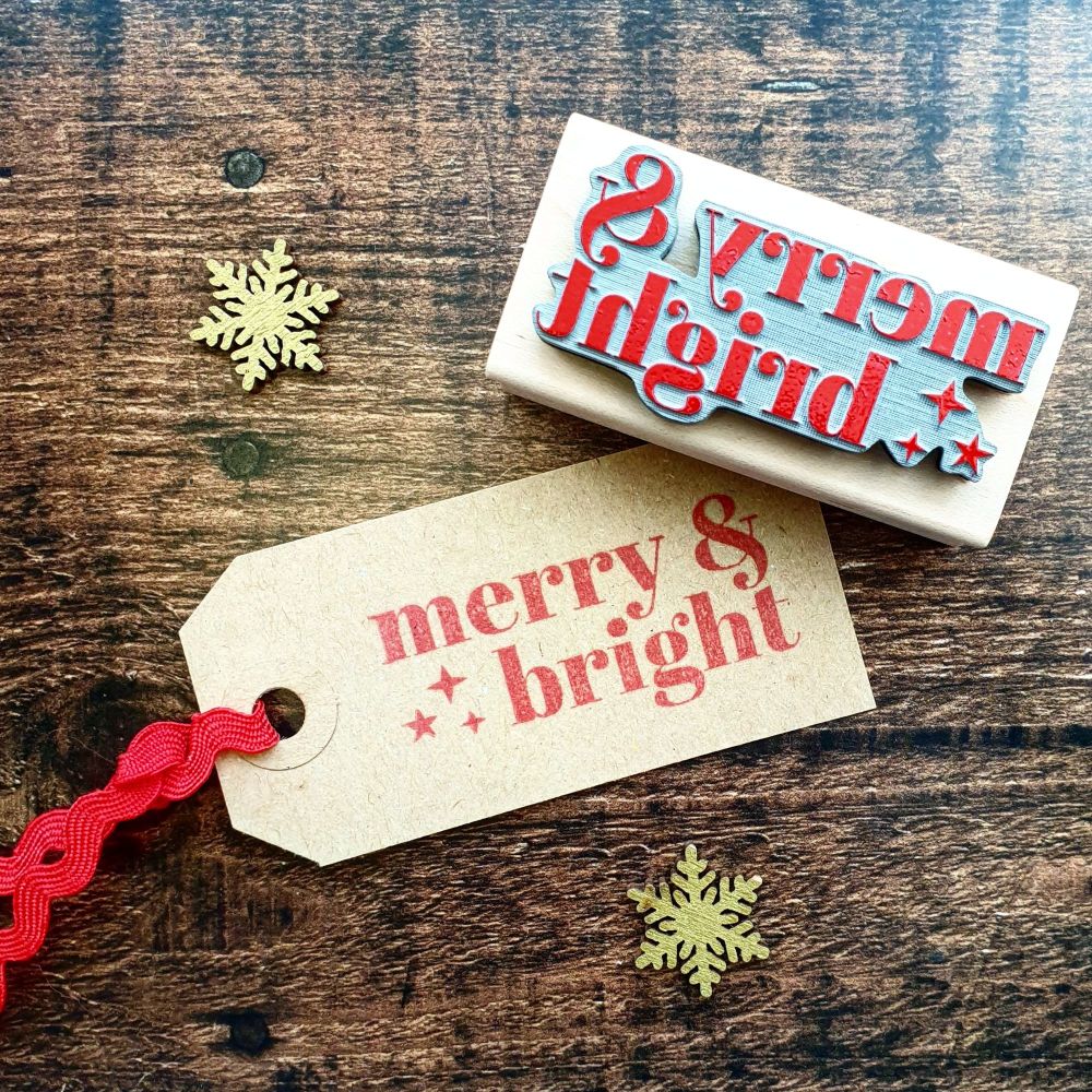 Christmas Merry & Bright Rubber Stamp