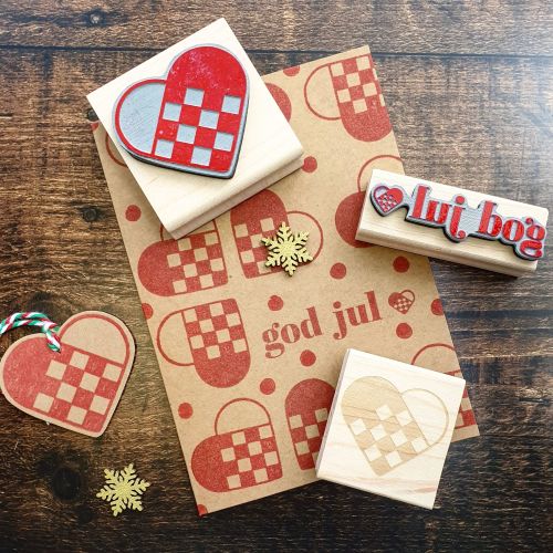 *****NEW FOR XMAS 2019 - Christmas Scandi Woven Heart Large Rubber Stamp PR