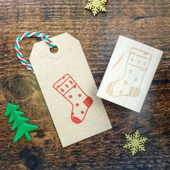 Christmas Star Stocking Rubber Stamp