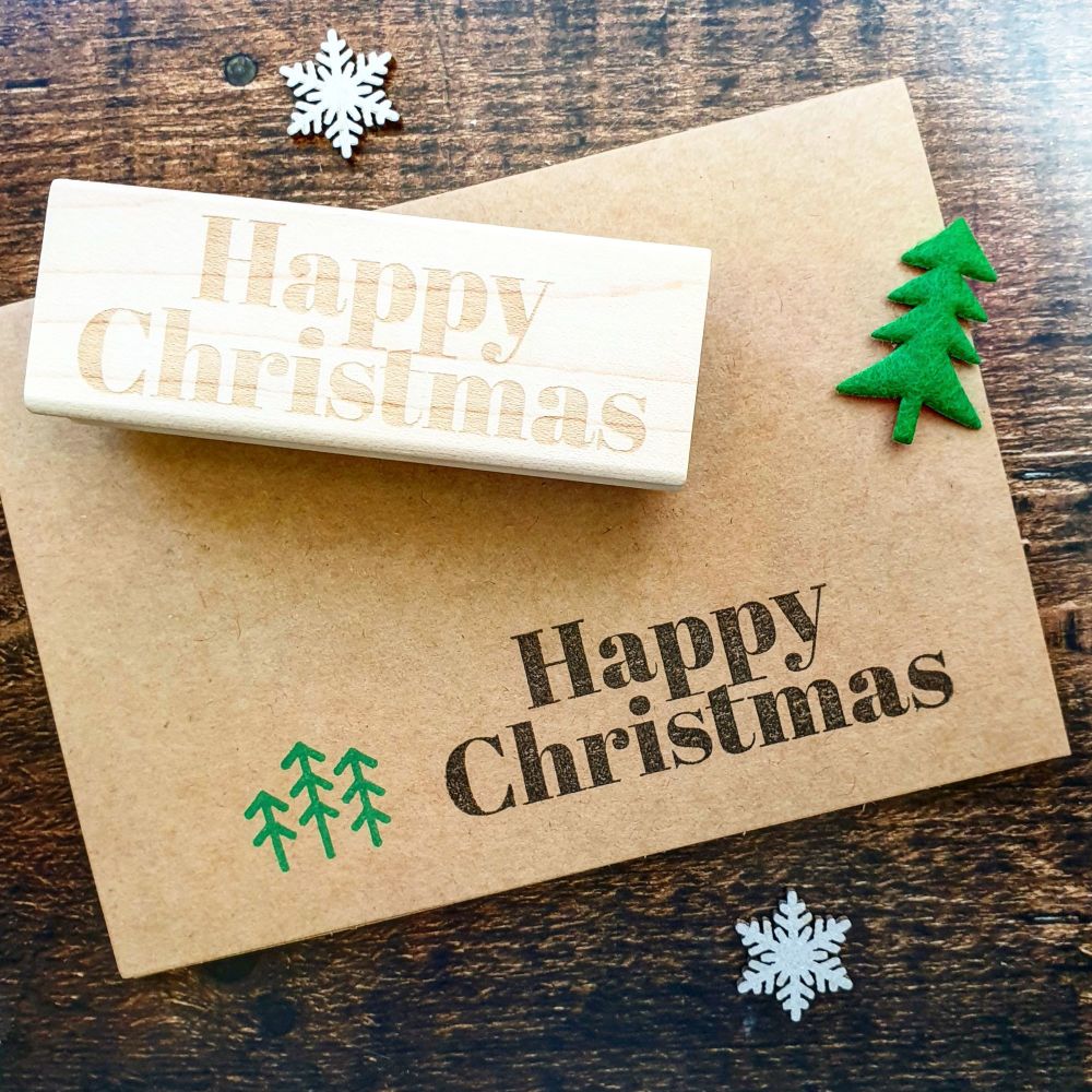 Happy Christmas Contemporary Rubber Stamp