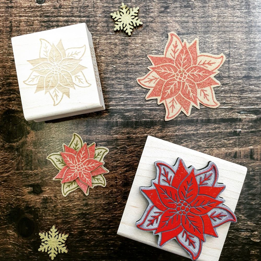 Large Poinsettia Rubber Stamp 