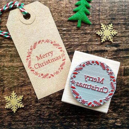 *****NEW FOR XMAS 2019 - Merry Christmas Wreath Rubber Stamp PRE-ORDER PRIC