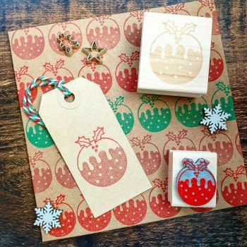 Small Christmas Pudding Rubber Stamp