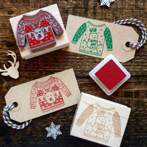 ******NEW FOR XMAS 2019***** - Christmas Snowman Jumper Rubber Stamp