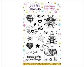CLEARANCE 66% OFF! Scandi Christmas Rubber Stamp Set 