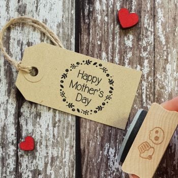 Happy Mother's Day Wreath Rubber Stamp 
