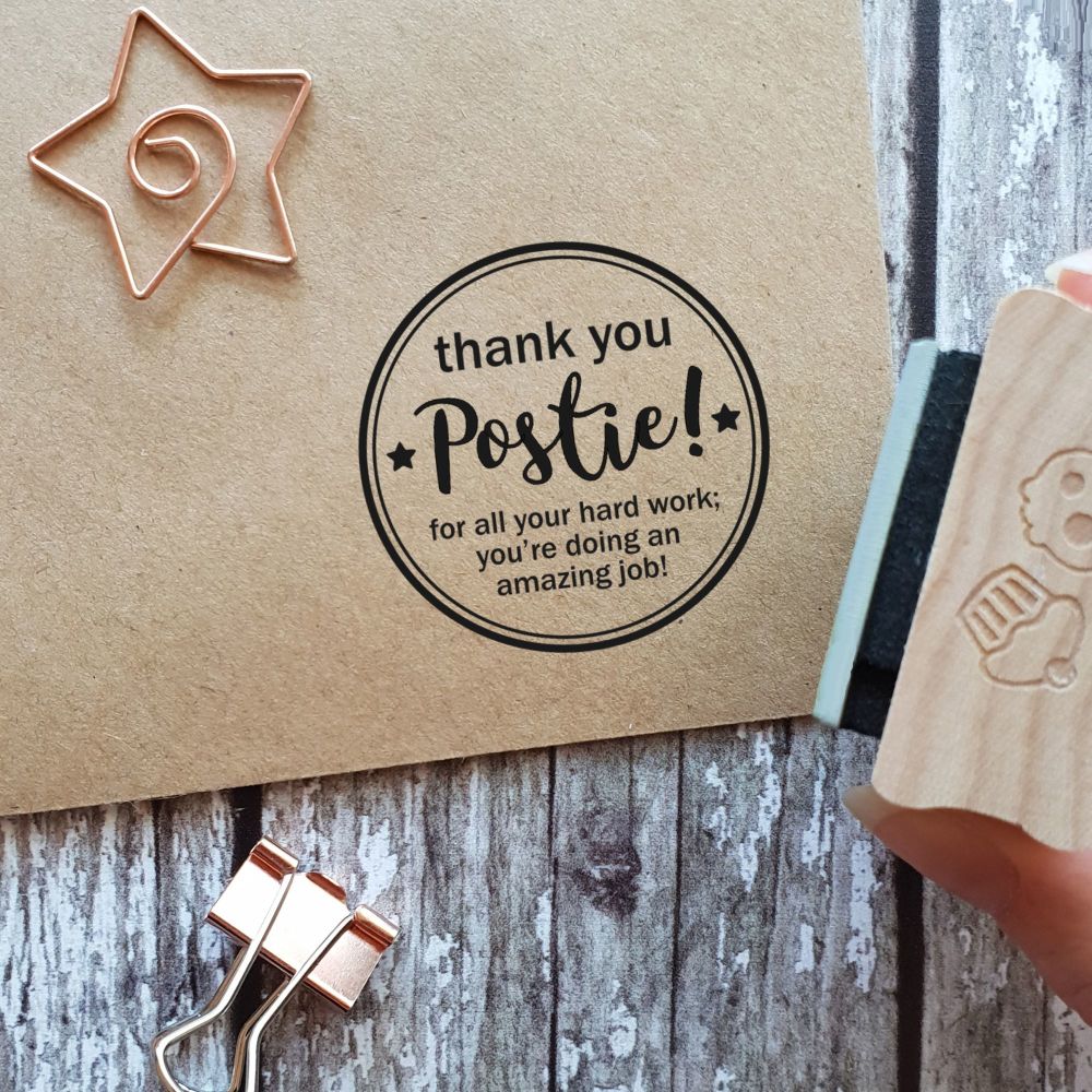 ***NEW FOR 2020*** Thank You Postie Round Rubber Stamp
