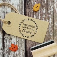 Personalised Hand Knitted By Floral Wreath Rubber Stamp