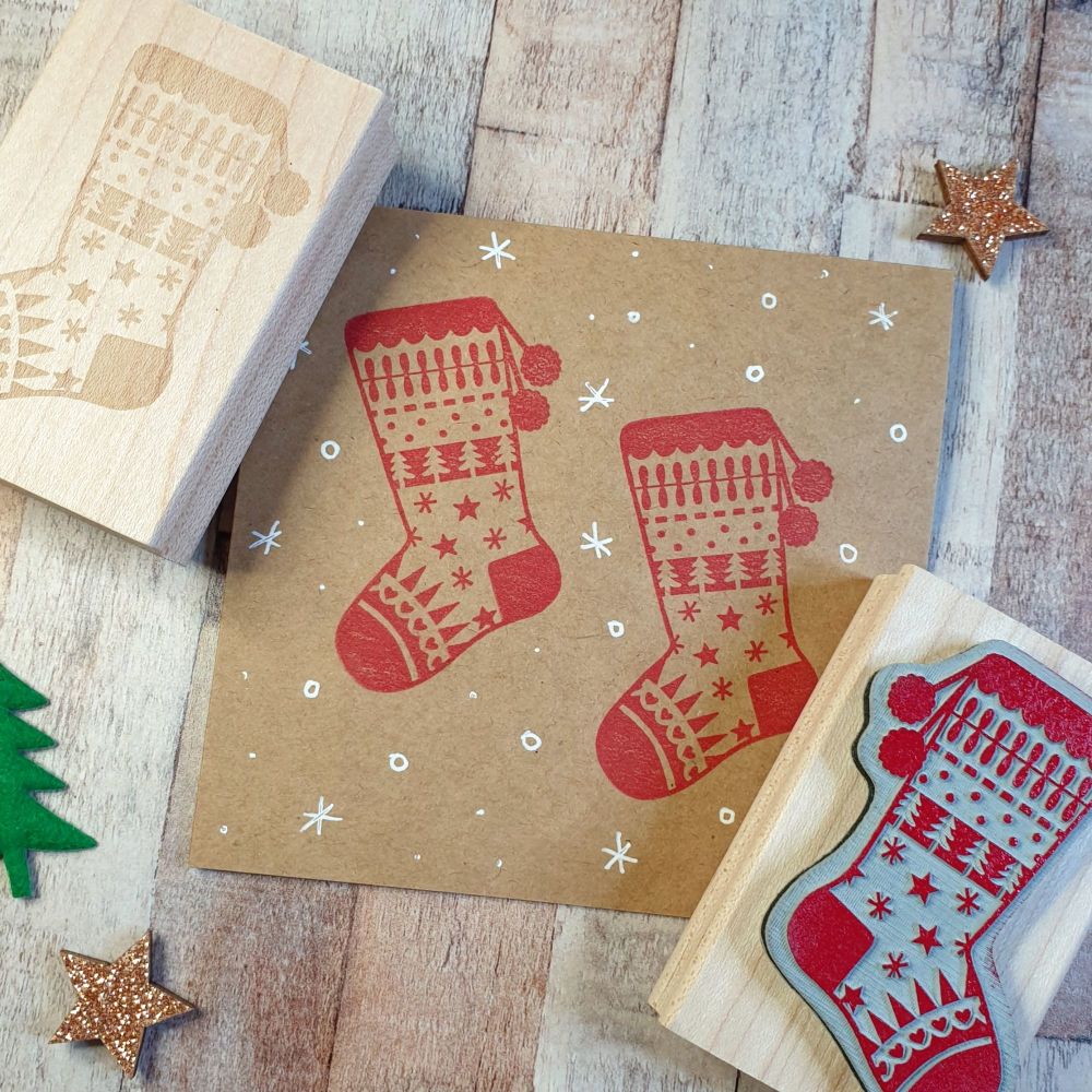 ***NEW FOR 2020*** Christmas Pattern Stocking Rubber Stamp