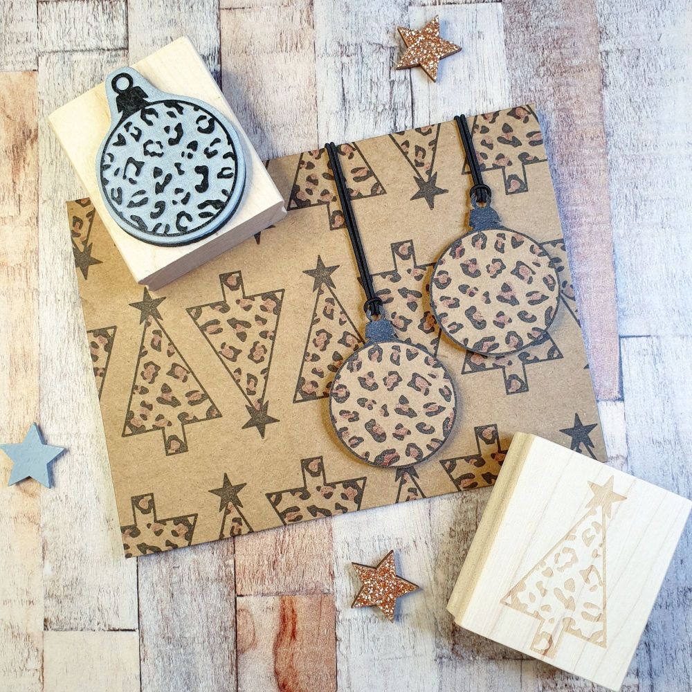 ***NEW FOR 2020*** - Christmas Animal Print Bauble Rubber Stamp