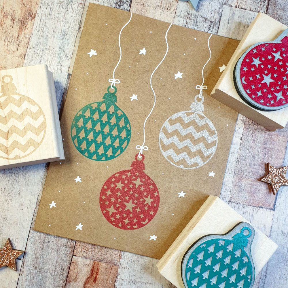 ***NEW FOR 2020*** - Christmas Geometric Tree Bauble Rubber Stamp