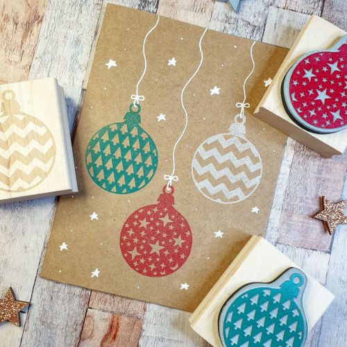***NEW FOR 2020*** - Christmas Chevron Bauble Rubber Stamp