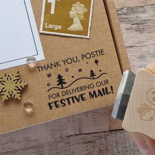 ***NEW FOR 2020*** Christmas Thank You Postie Festive Rubber Stamp