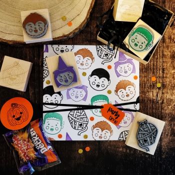BY CHARLIE'S HAND Halloween Spooky Stamps PUMPKIN