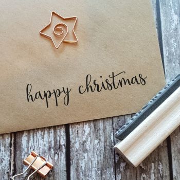 ****NEW CHRISTMAS 2021 **** Happy Christmas Fancy Calligraphy 1 line Rubber Stamp