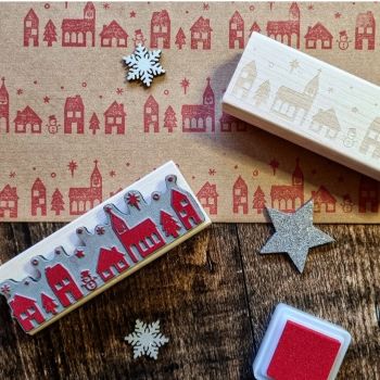 ****NEW CHRISTMAS 2021 **** Christmas Village Rubber Stamp
