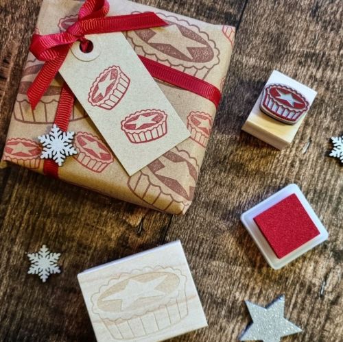 ****NEW CHRISTMAS 2021 **** Christmas  Mince Pie LARGE Rubber Stamp