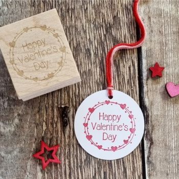 *****NEW FOR 2022***** Happy Valentine's Day Heart Wreath Rubber Stamp