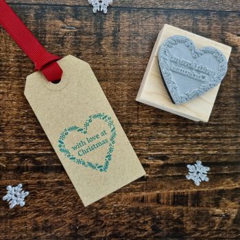 ***New for Xmas 22*** With Love at Christmas Heart Wreath Rubber Stamp