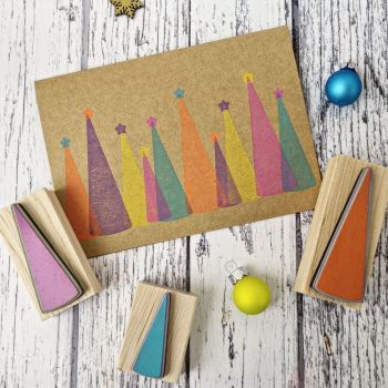 ***New for Xmas 22*** Christmas Abstract Trees Rubber Stamp Set
