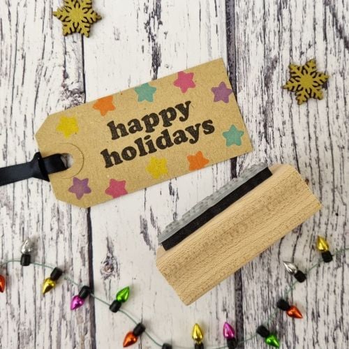 ***New for Xmas 22*** Christmas Happy Holidays Rubber Stamp