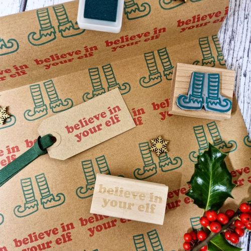 ***New for Xmas 22*** Christmas Believe in Your Elf Rubber Stamp