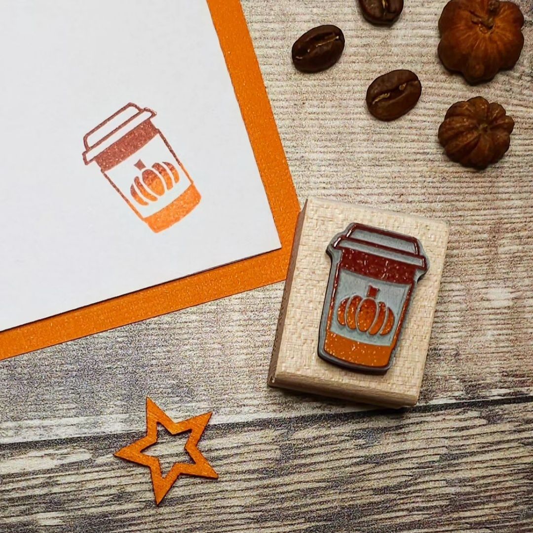 ****NEW FOR 2023**** Coffee Pumpkin Latte Mini Rubber Stamp