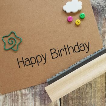Happy Birthday Large Simple Font Rubber Stamp